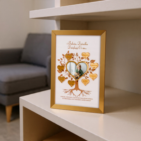 Prezent na Dzień Babci i Dziadka wyjątkowy Laurka w złotej ramce na zdjęcie